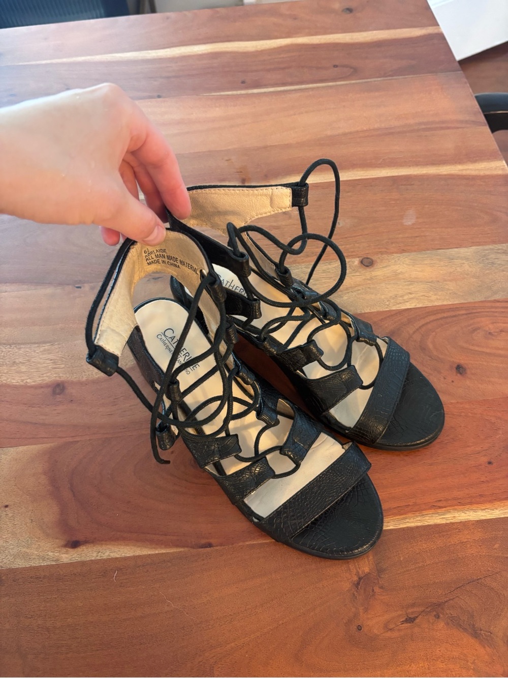 Catherine Malandrino Black Lace Up Gladiator Sandals Size 6.5